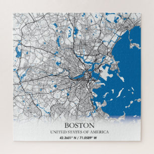 Quebra-cabeça Mapa da Cidade Viagem de Boston Massachusetts EUA