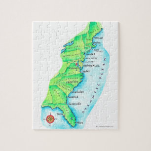 Quebra-cabeça Mapa da costa leste americana