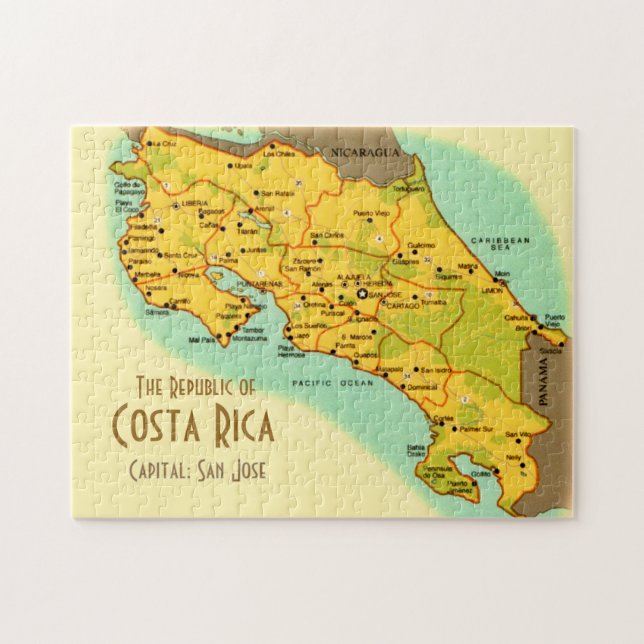 Quebra-cabeça Mapa da Costa Rica 11x14 Puzzle (Horizontal)