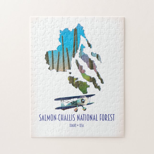 Quebra-cabeça mapa da Floresta Nacional Salmon-Challis (Vertical)