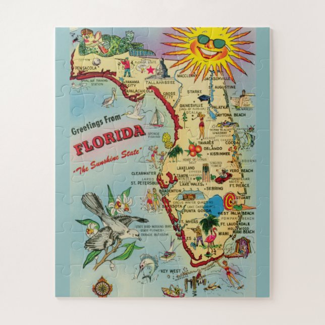 Quebra-cabeça Mapa da Flórida 16x20 GRANDE peça (Vertical)