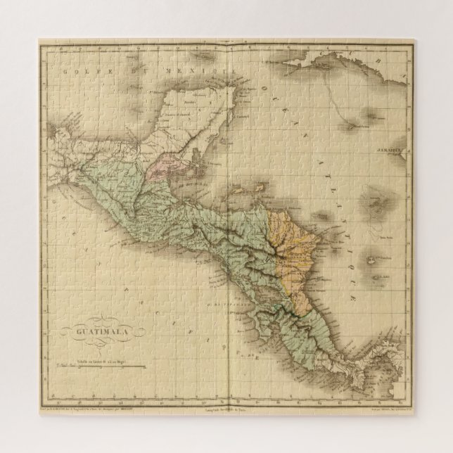 Quebra-cabeça Mapa da Guatemala (1825) (Vertical)