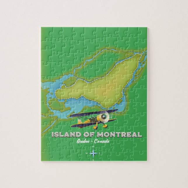 Quebra-cabeça Mapa da Ilha de Montreal Canadá (Vertical)