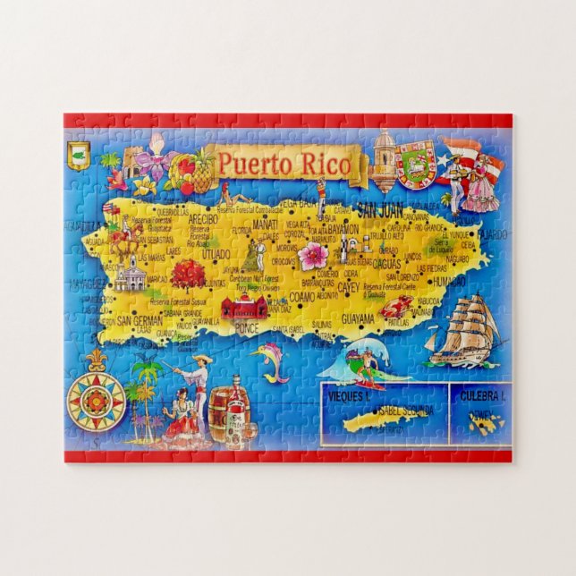 Quebra-cabeça Mapa da Ilha de Porto Rico 11x14 Puzzle (Horizontal)