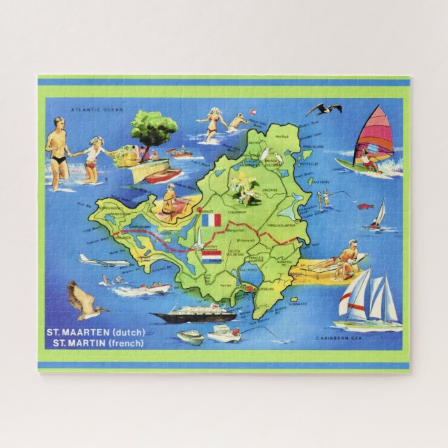 Quebra-cabeça Mapa da Ilha de St Martin 16x20  (Horizontal)