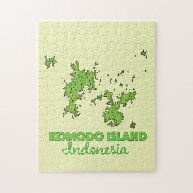 Quebra-cabeça Mapa da ilha Komodo Indonésia (Vertical)
