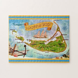Quebra-cabeça Mapa da Ilha Nantucket 11x14