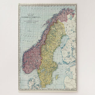 Quebra-cabeça Mapa da Noruega e da Suecias (1895)