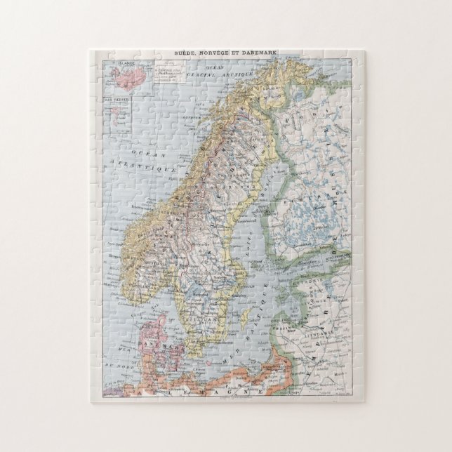 Quebra-cabeça Mapa da Noruega e da Suecias (1900) (Vertical)