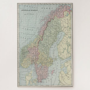 Quebra-cabeça Mapa da Noruega e da Suecias (1901)