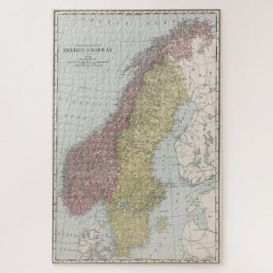 Quebra-cabeça Mapa da Noruega e da Suecias (1912)