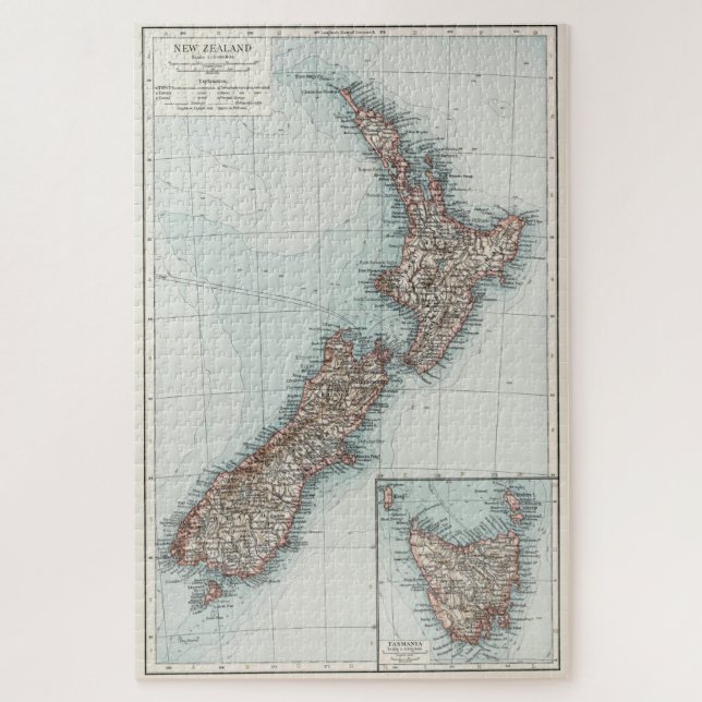 Quebra-cabeça Mapa da Nova Zelândia (1900) (Vertical)