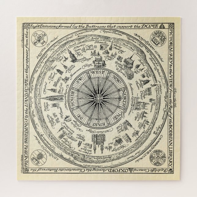 Quebra-cabeça Mapa da opinião de Oxford da biblioteca de (Horizontal)