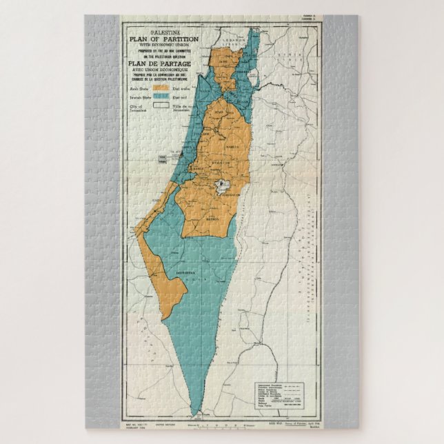 Quebra-cabeça Mapa da Palestina com Plano Econômico (Vertical)