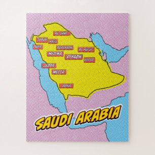 Quebra-cabeça Mapa da pop Art Ilustrado da Arábia Saudita