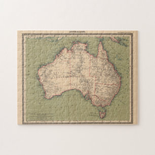 Quebra-cabeça Mapa da Topografia Australiana Vintage (1888)