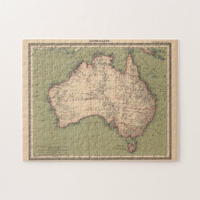 Quebra-cabeça Mapa da Topografia Australiana Vintage (1888) (Horizontal)
