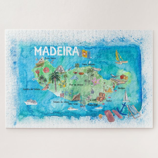 Quebra-cabeça Mapa da Viagem Madeira (Horizontal)