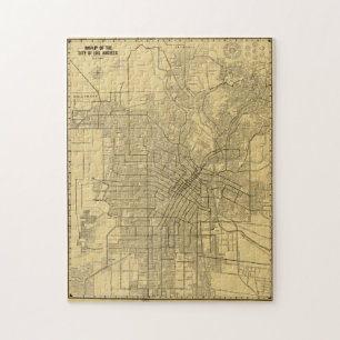 Quebra-cabeça Mapa da Vintage de Los Angeles CA (1914)