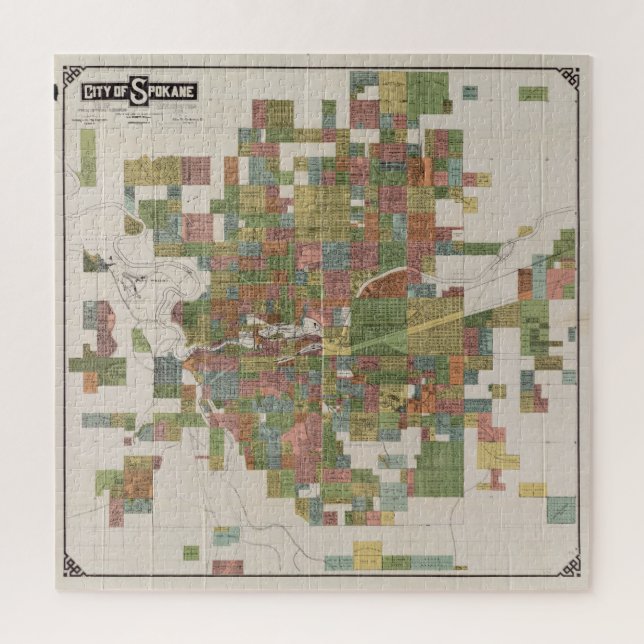 Quebra-cabeça Mapa da Vintage de Spokane WA (1910) (Vertical)