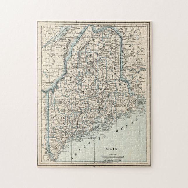 Quebra-cabeça Mapa da Vintage do Maine (1893) (Vertical)