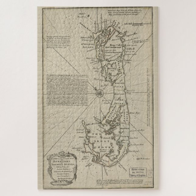 Quebra-cabeça Mapa das Bermudas (1752) (Vertical)