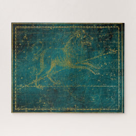 Quebra-cabeça Mapa das estrelas do leão verde e Dourado ilustrad