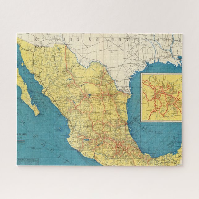 Quebra-cabeça Mapa das Ferrovias Nacionais do México (Horizontal)