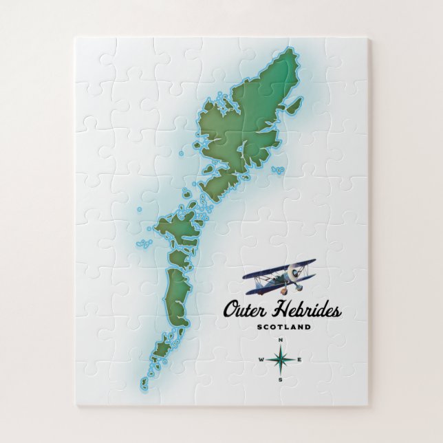 Quebra-cabeça Mapa das Hebrides Exteriores da Escócia (Vertical)