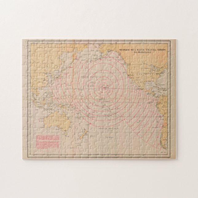 Quebra-cabeça Mapa das ondas sísmicas do tsunami no Havaí (1947) (Horizontal)