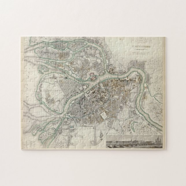 Quebra-cabeça Mapa das Ruas Petersburgo Rússia (1834) (Horizontal)