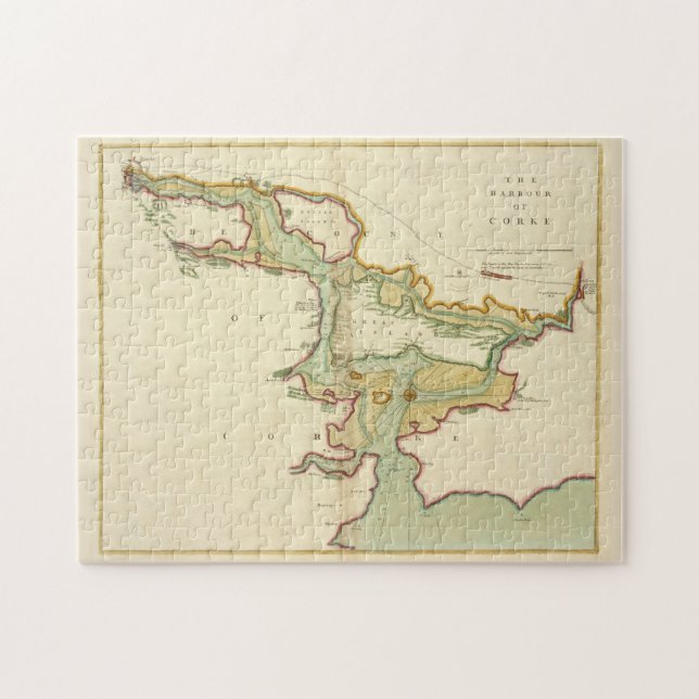 Quebra-cabeça Mapa das Vintagens de Cork Harbour Irlanda (1702) (Horizontal)