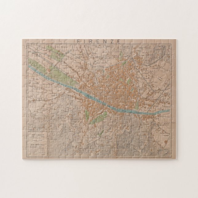 Quebra-cabeça Mapa das Vintagens de Florença, Itália (1910) (Horizontal)