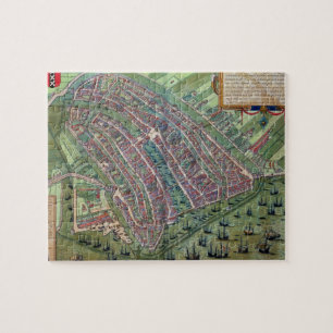 Quebra-cabeça Mapa de Amsterdão, 'de Civitates Orbis Terrarum