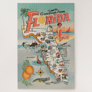 Quebra-cabeça Mapa de Atrações da Vintage Florida