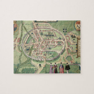 Quebra-cabeça Mapa de Canterbury, 'de Civitates Orbis Terrarum