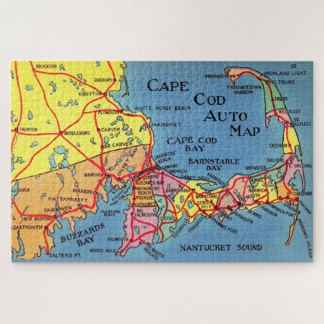 Quebra-cabeça Mapa de Cape Cod em Puzzle 20x30 (Horizontal)