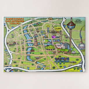 Quebra-cabeça Mapa de Cartoons de San Antonio Texas