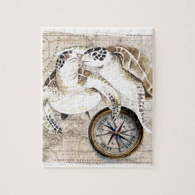 Quebra-cabeça Mapa de compasso das tartarugas de mar (Vertical)