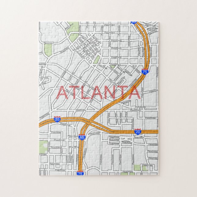 Quebra-cabeça Mapa de estradas de Atlanta Peachtree (Vertical)