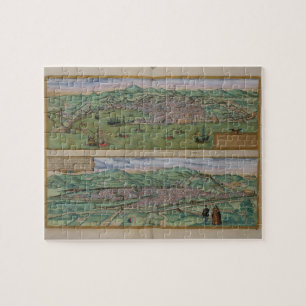 Quebra-cabeça Mapa de Genoa e de Florença, 'de Civitates Orbis T