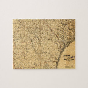 Quebra-cabeça Mapa de Geórgia do sul e parte de South Carolina