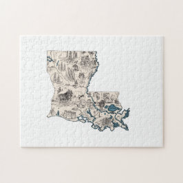 Quebra-cabeça Mapa de Imagens da Vintagem de Criole em Louisiana