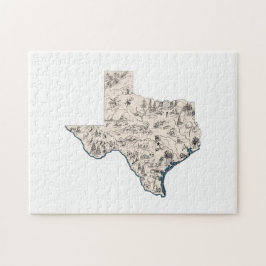 Quebra-cabeça Mapa de Imagens de Texan Vintage Lone Star no Texa
