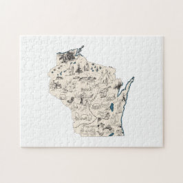 Quebra-cabeça Mapa de Imagens do Estado da Imagem do Badger em W
