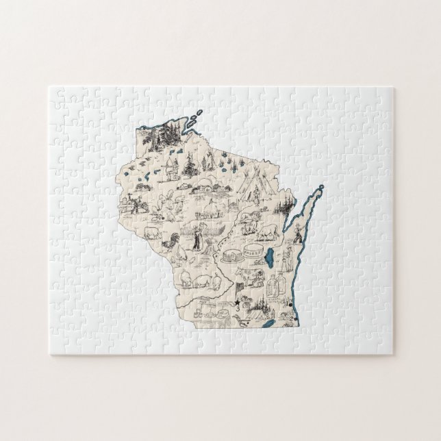 Quebra-cabeça Mapa de Imagens do Estado da Imagem do Badger em W (Horizontal)