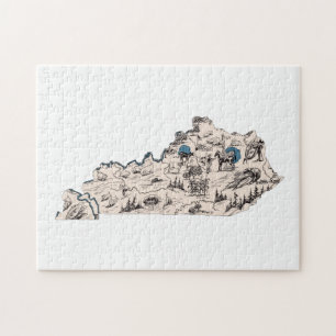 Quebra-cabeça Mapa de Imagens do Kentucky Vintage