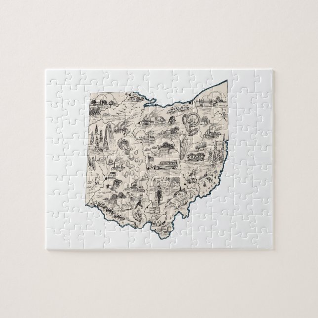 Quebra-cabeça Mapa de Imagens Ohioan do Ohio Shaped Buckeye Vint (Horizontal)