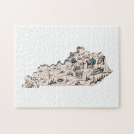 Quebra-cabeça Mapa de Imagens Vintage do Kentucky Shaped Kentuck