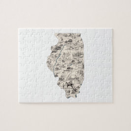 Quebra-cabeça Mapa de Imagens Vintage em Illinois